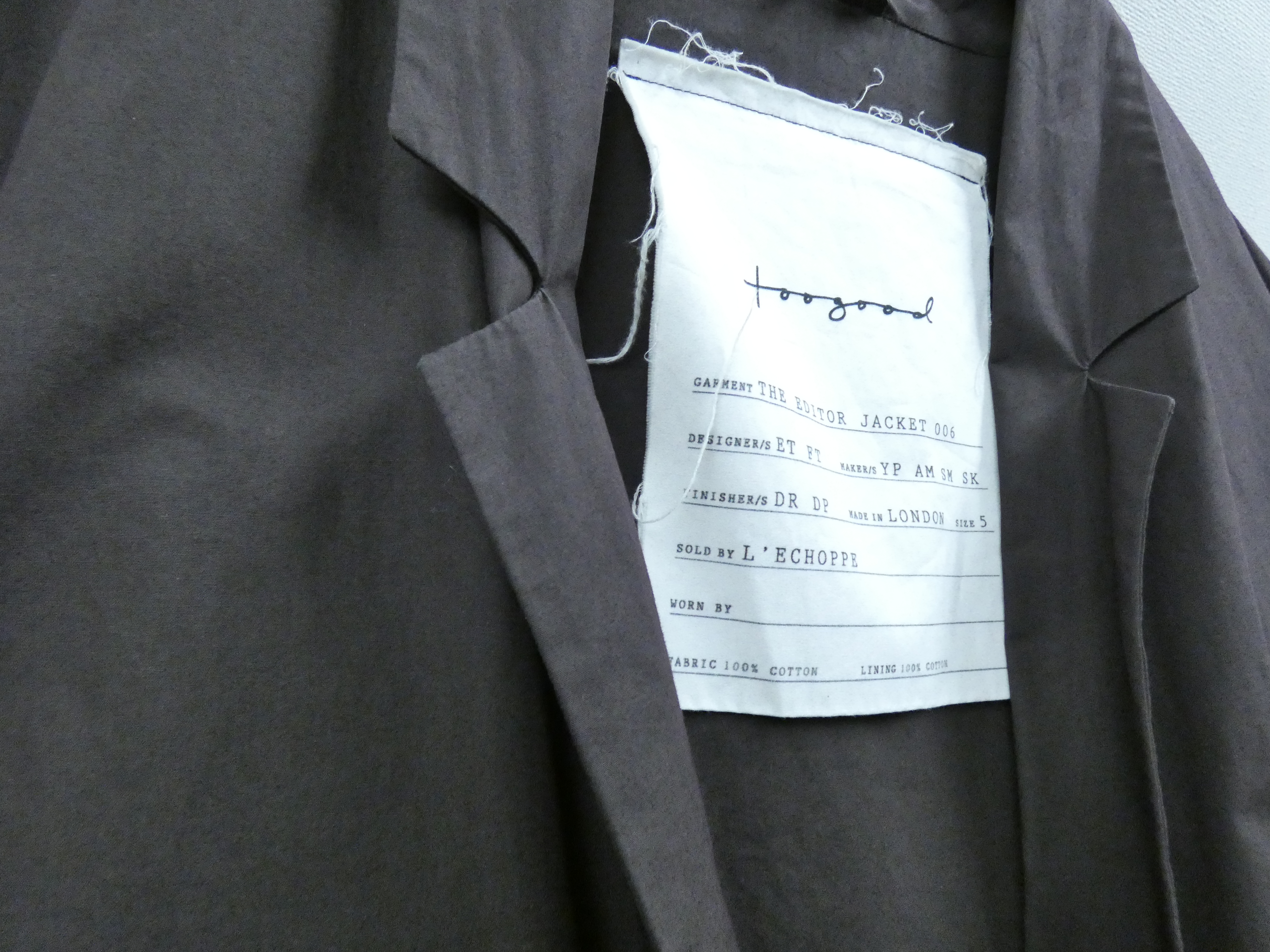 Toogood/トゥーグッド】THE EDITOR JACKET ＆ TROUSER 【買取入荷情報